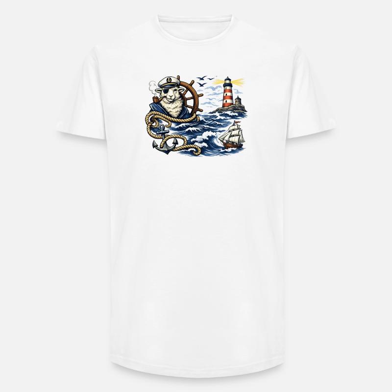 Seefahrer-Schaf im Sturm - Long Fit Männer T-Shirt - Weiß
