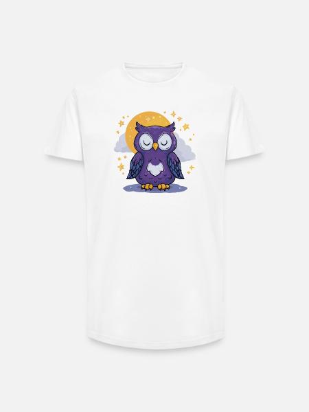 Moonlit Night Owl - Long Fit Men's T-Shirt - white