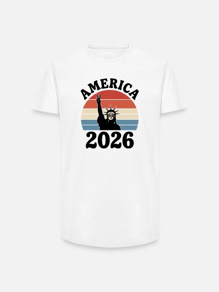 America 2026 Statue of Liberty Peace - Long Fit Men's T-Shirt - white
