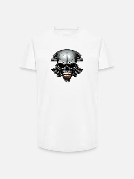 ISchädel im Felsenkreis - Long Fit Männer T-Shirt - Weiß