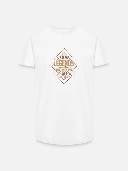 50 legend urodzin urodzonych w 1976 roku Życie się zaczyna - T-shirt męski o długim kroju - biały