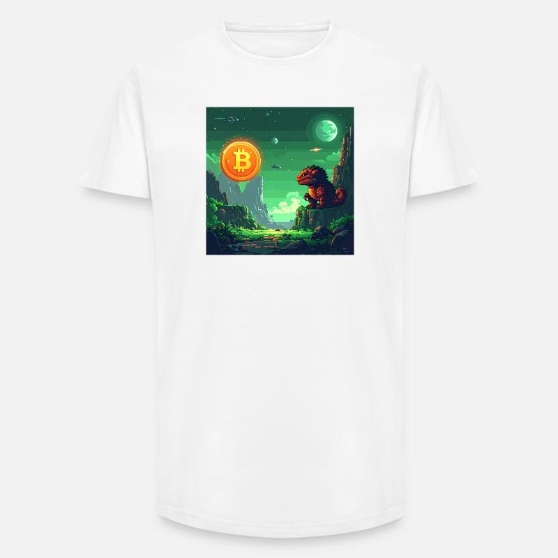 Odyssée Bitcoin dans l’espace - T-shirt coupe longue homme - blanc
