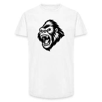 Gorilla Aggressiv - Long Fit Männer T-Shirt - Weiß - Vorne - AI Model Male 185 light (185cm)