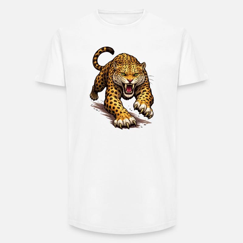 Leopard Animal Comic - Long Fit Männer T-Shirt - Weiß