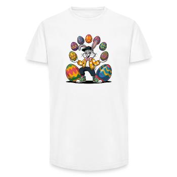 Lapin de Pâques avec des œufs colorés - T-shirt coupe longue homme - blanc - Devant - AI Model Male 185 light (185cm)