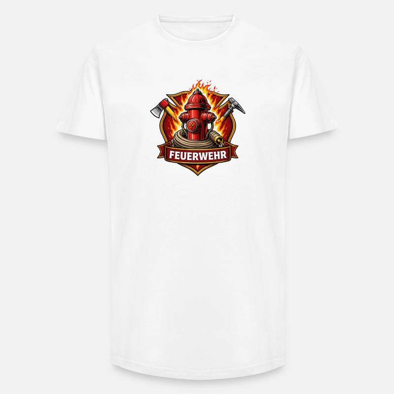 Fire Brigade Fire Hydrant Emblem - Long Fit Men's T-Shirt - white