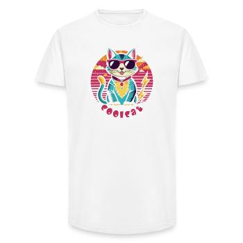 Coole Katze mit Sonnenbrille - Long Fit Männer T-Shirt - Weiß - Vorne - AI Model Male 185 light (185cm)