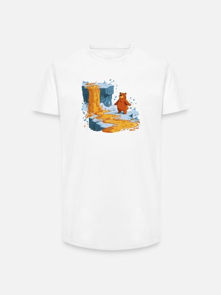 Bär am Lavastrom auf Eis - Long Fit Men's T-Shirt - white