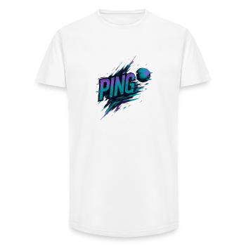 Ping Pong - Tennis de Table - T-shirt coupe longue homme - blanc - Devant - AI Model Male 185 light (185cm)