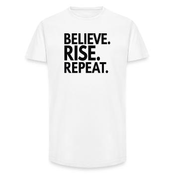 Believe Rise Repeat Typography - Long Fit Men's T-Shirt - white - Front - AI Model Male 185 light (185cm)