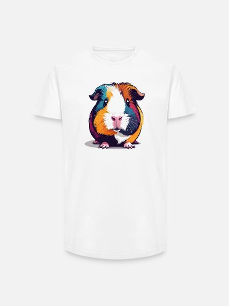 Bunte Meerschweinchen PopArt Illustration - Long Fit Männer T-Shirt - Weiß