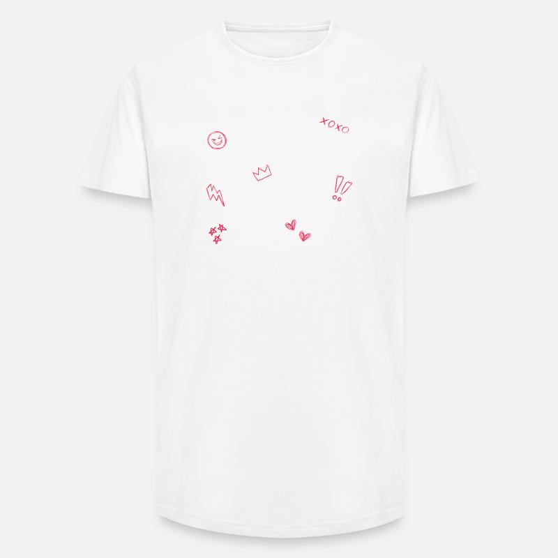 Herzkrone Doodle Pop Art - Long Fit Männer T-Shirt - Weiß