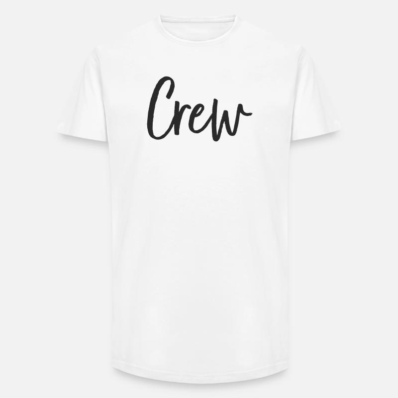 Conception du lettrage manuel de l’équipage - T-shirt coupe longue homme - blanc