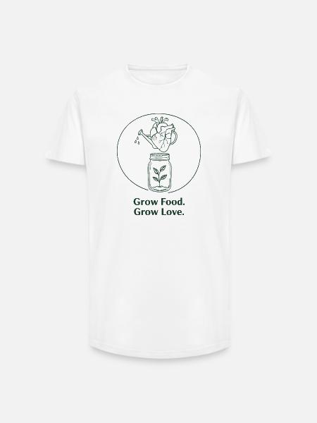 Ekologisk trädgårdsodling, hållbart jordbruk - T-shirt herr med lång passform - vit
