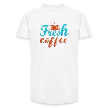 Fresh coffee - colorful inscriptions - Long Fit Men's T-Shirt - white - Front - AI Model Male 185 light (185cm)