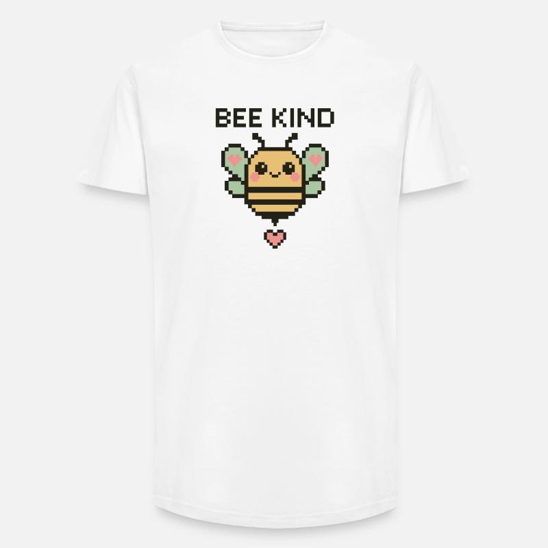 Bee Kind - Pixelbiene mit Herzchen - Long Fit Männer T-Shirt - Weiß