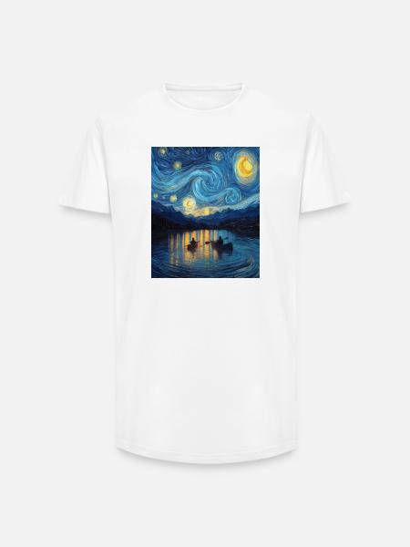 Kayak Van Gogh Starry Night - Long Fit Men's T-Shirt - white