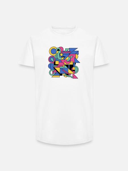 Memphis Geometrie Farbenspiel - Long Fit Männer T-Shirt - Weiß