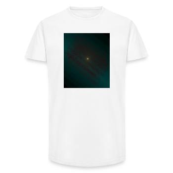 Spirale de lutte turquoise au centre - T-shirt coupe longue homme - blanc - Devant - AI Model Male 185 light (185cm)