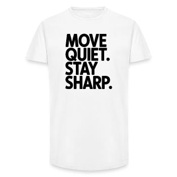 Silence. Restez vigilants. - T-shirt coupe longue homme - blanc - Devant - AI Model Male 185 light (185cm)