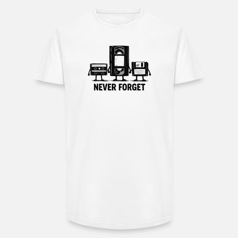 Never Forget Retro Tech - Long Fit Männer T-Shirt - Weiß