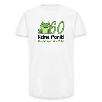 60 Birthday Design – Don't Panic! Funny Frog - Long Fit Men's T-Shirt - white - Front - AI Model Male 185 light (185cm)