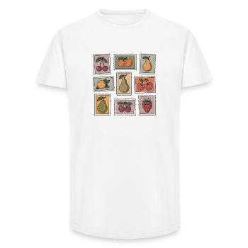 Pastellfruchtstempel-Muster - Long Fit Männer T-Shirt - Weiß - Vorne - AI Model Male 185 light (185cm)