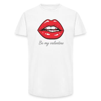 Be my Valentine – Sexy Rote Lippen Design - Long Fit Männer T-Shirt - Weiß - Vorne - AI Model Male 185 light (185cm)