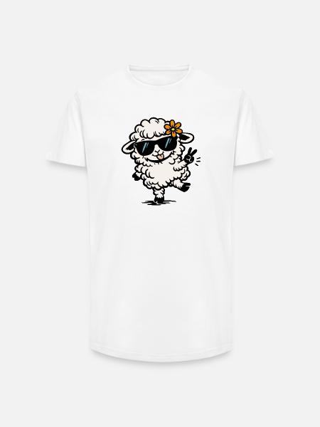 Dancing Sheep – Funny Illustration with Style - Long Fit Men's T-Shirt - white