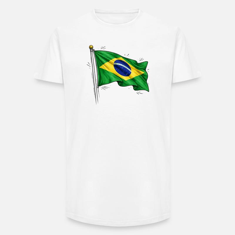 Brasilien Flagge - Long Fit Männer T-Shirt - Weiß
