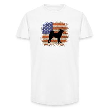 American Akita Silhouette - Bold Dog Breed Graphic - Long Fit Men's T-Shirt - white - Front - AI Model Male 185 light (185cm)