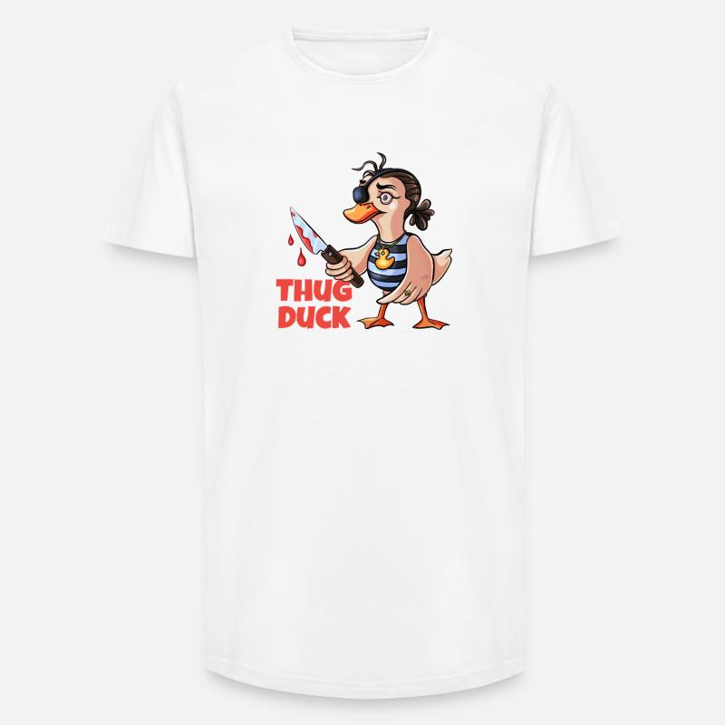Thug Duck hält ein Messer-Meme - Long Fit Männer T-Shirt - Weiß