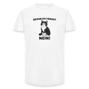 Before You Ask NO Cat Saying - Long Fit Men's T-Shirt - white - Front - AI Model Male 185 light (185cm)