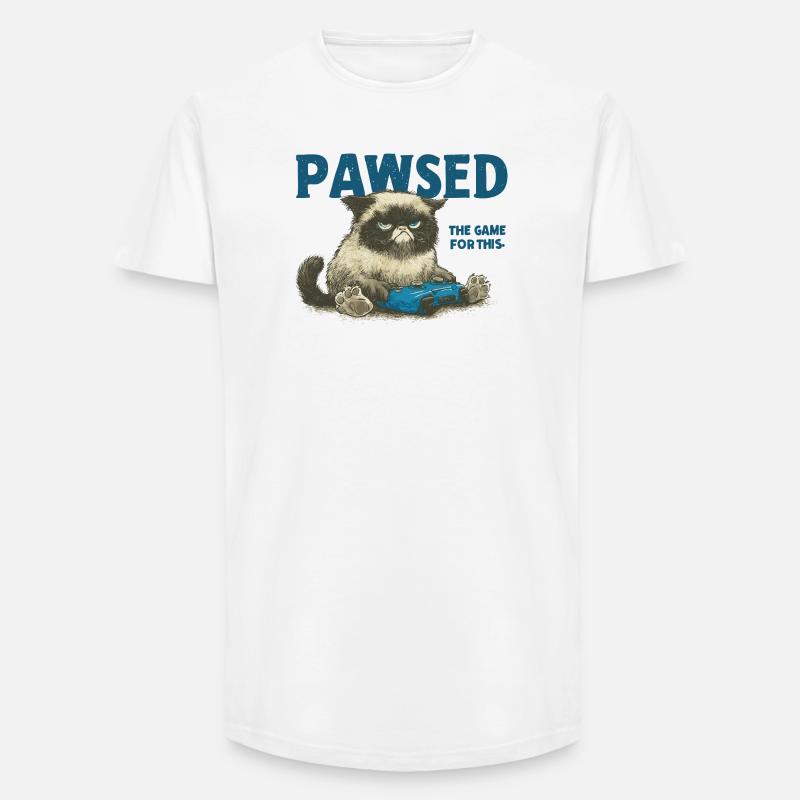 Das Spiel Cat mit Controller PAWSED - Long Fit Männer T-Shirt - Weiß