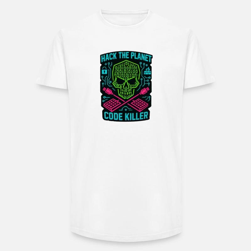 Hack the Planet Code Killer – Cybersicherheit - Long Fit Männer T-Shirt - Weiß
