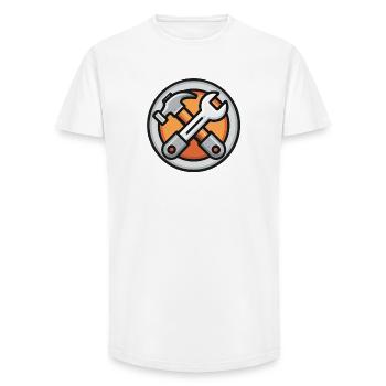 Outils en main, bricoleur toujours prêt, bricoleur - T-shirt coupe longue homme - blanc - Devant - AI Model Male 185 light (185cm)