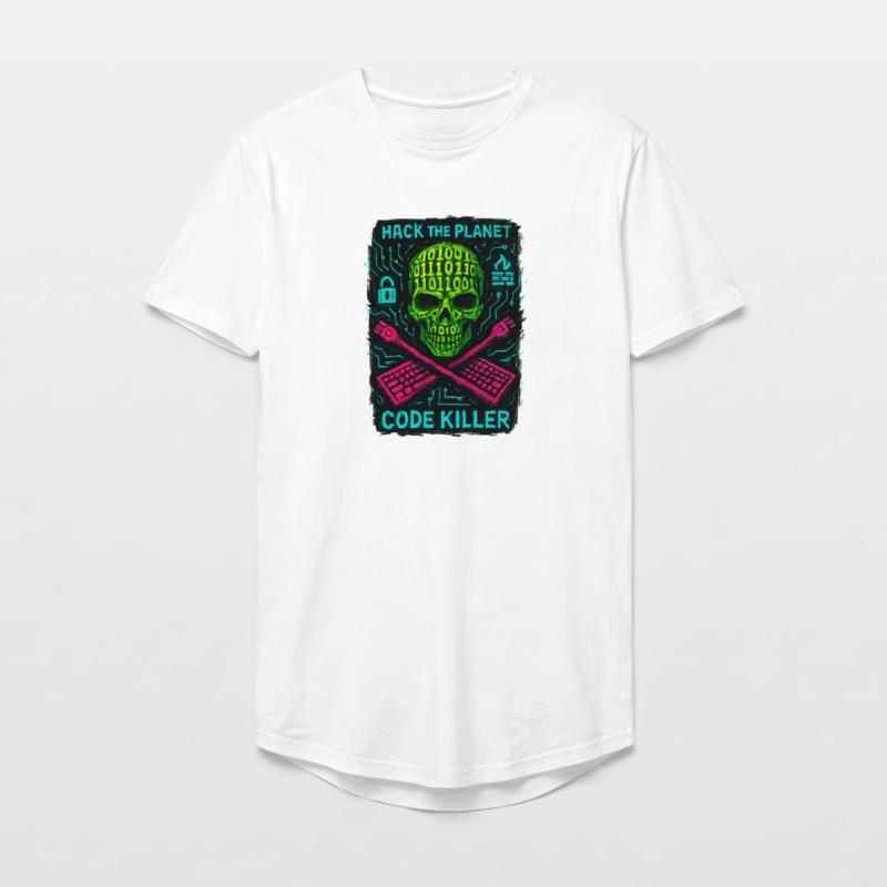 Hack the Planet Code Killer - Cyber Security Long Fit Men's T-Shirt
