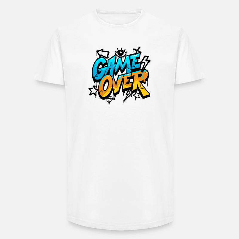 Game Over Graffiti Splash Tee - Long Fit Men's T-Shirt - white