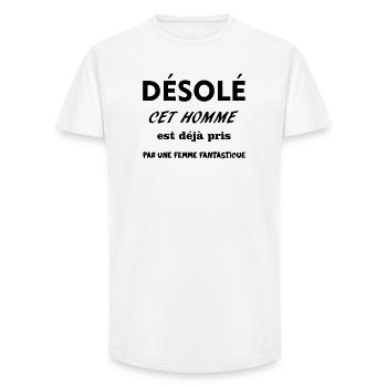 MAN CAUGHT - Long Fit Men's T-Shirt - white - Front - AI Model Male 185 light (185cm)