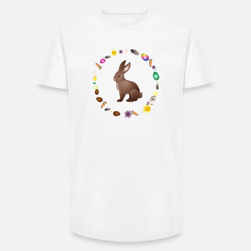 Easter bunny in Easter spring wreath - Long Fit Men's T-Shirt - white