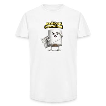Connards partout : design humoristique 3D - T-shirt coupe longue homme - blanc - Devant - AI Model Male 185 light (185cm)