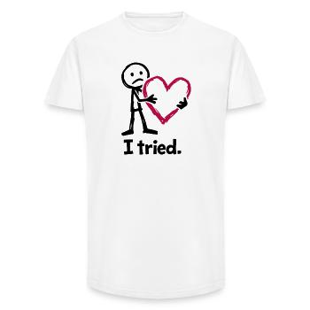 I tried. - Valentine's Day - Love - Gift - Long Fit Men's T-Shirt - white - Front - AI Model Male 185 light (185cm)