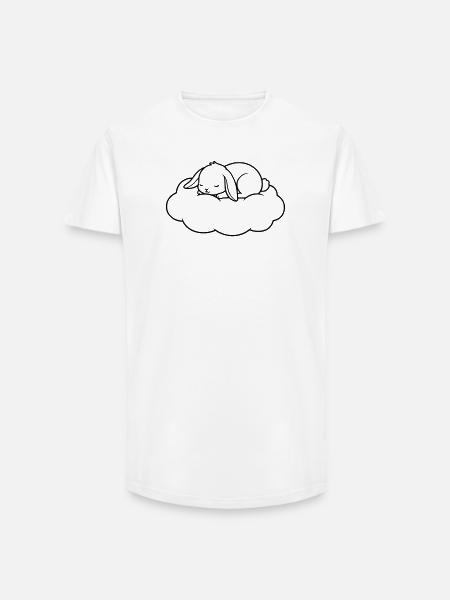 Sleeping Bunny Cloud Outline Vector - Long Fit Men's T-Shirt - white