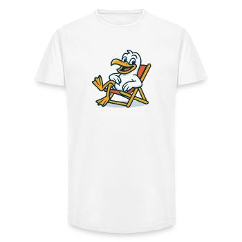 Lässige Ente im Strandstuhl - Long Fit Männer T-Shirt - Weiß - Vorne - AI Model Male 185 light (185cm)