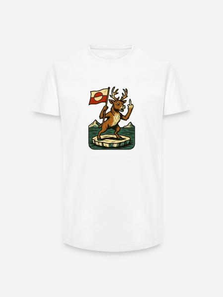 Greenland Shirt Reindeer Caribou - Long Fit Men's T-Shirt - white