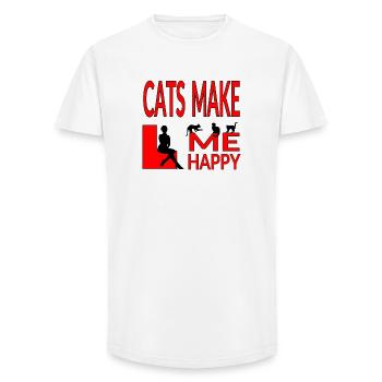 Katzen - Long Fit Männer T-Shirt - Weiß - Vorne - AI Model Male 185 light (185cm)