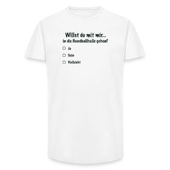 Handball Date Saying Invitation (Black) - Long Fit Men's T-Shirt - white - Front - AI Model Male 185 light (185cm)