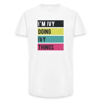 Ich bin Efeu und mache Efeu-Dinge in Retro-Farben - Long Fit Männer T-Shirt - Weiß - Vorne - AI Model Male 185 light (185cm)