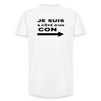 Je Suis À Côté D UN CON - T-shirt coupe longue homme - blanc - Devant - AI Model Male 185 light (185cm)