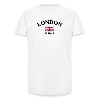 Londres, Angleterre - T-shirt coupe longue homme - blanc - Devant - AI Model Male 185 light (185cm)